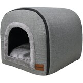 Kattengrot voor binnen katten, grotbedden met pluche kattenkussen, slaaphuis, huisdierhuis, opvouwbare hondengrot 60 x 45 x 45 cm (donkergrijs)