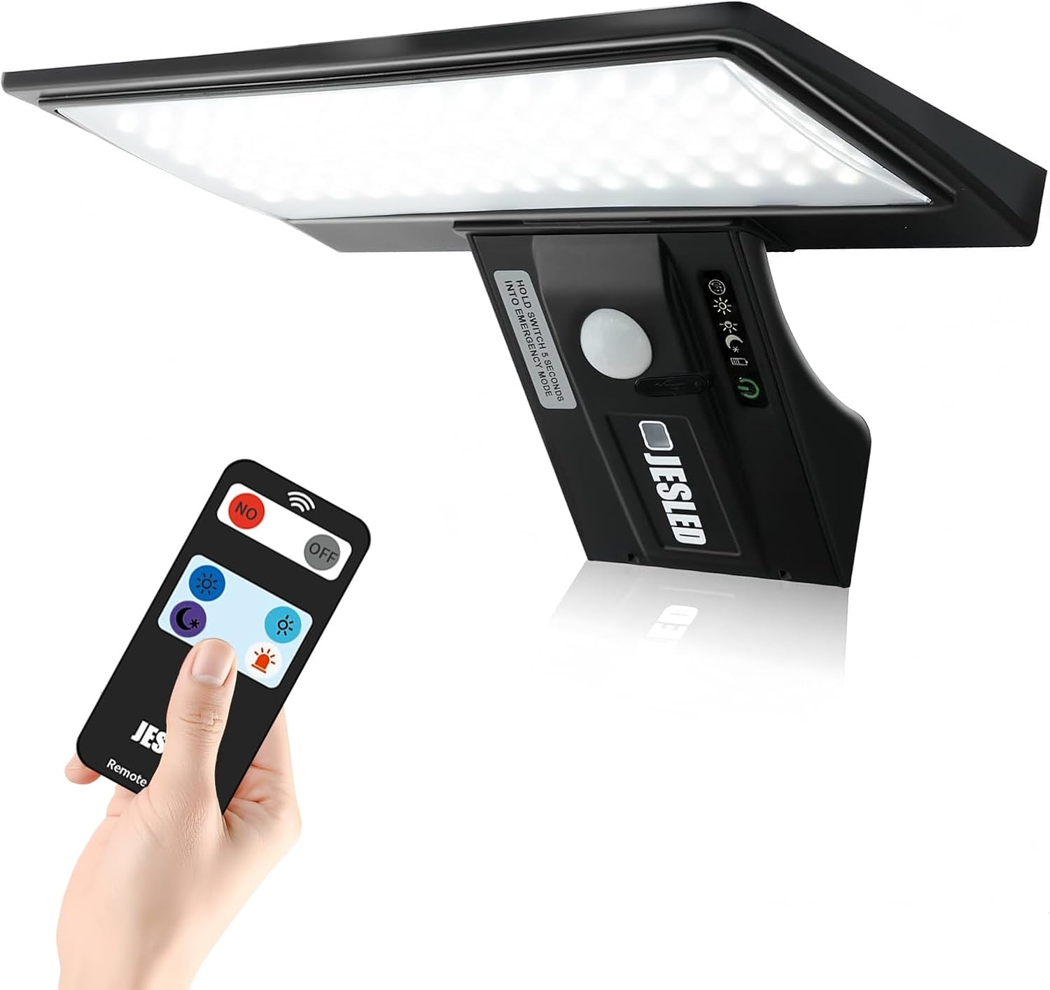JESLED Solar Bewegingssensor Buitenlamp 90 LED 2600mAh USB Laadbaar - 1 Stuk