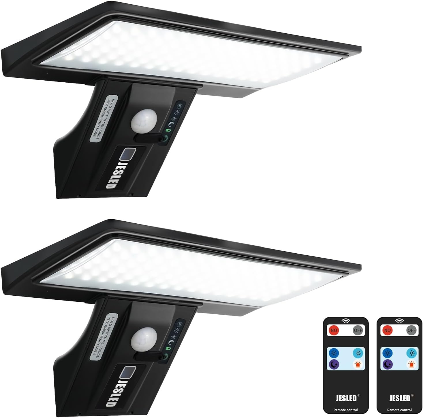 JESLED Solar Bewegingssensor Buitenlamp 90 LED 2600mAh USB Laadbaar - 1 Stuk