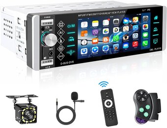 Podofo 1-DIN Autoradio met 5.1 Inch IPS Touchscreen, Bluetooth, Handsfree, RDS, FM en 4 USB Poorten