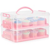 Flexzion Taartdoos Roze voor 24 Cupcakes of 1 grote Taart, 2 Lagen
