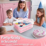 Flexzion Taartdoos Roze voor 24 Cupcakes of 1 grote Taart, 2 Lagen