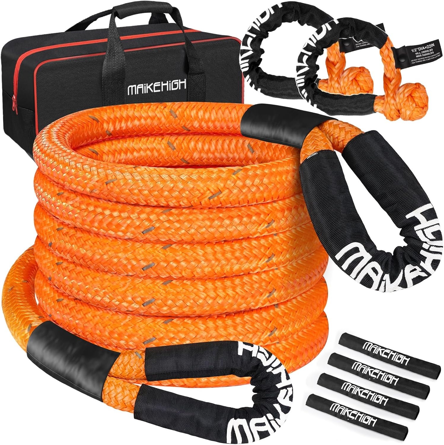 Sleepkabel Off-Road 10T - 5M, Oranje met Handschoenen & Sluitingen