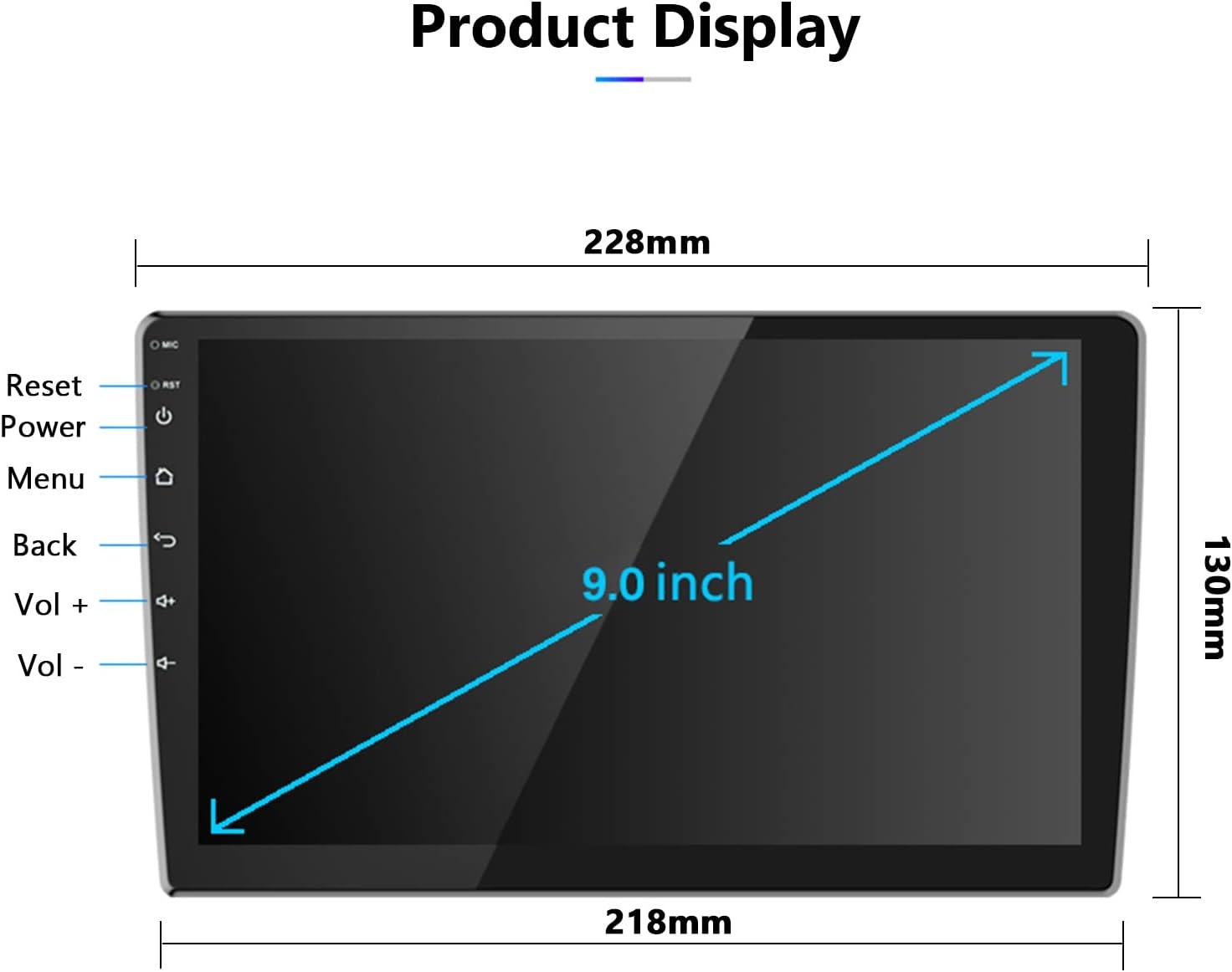 Podofo Dubbel DIN Autoradio met GPS, Bluetooth en 9 Inch Android Scherm