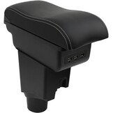 Armsteun Voor Toyota Yaris 2015-2021 Armleuningen Auto Centre Console Interieur Opbergdoos Armsteun Dual Compartimenten Zacht Leer - Maat Black with White