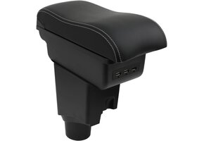 Middenconsole Armsteun Toyota Yaris 2015-2021 | Zwart Leer, Witte Stiksels | 29% Korting