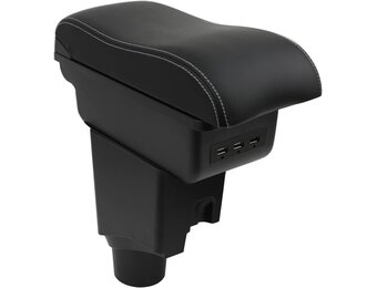 Armsteun Voor Toyota Yaris 2015-2021 Armleuningen Auto Centre Console Interieur Opbergdoos Armsteun Dual Compartimenten Zacht Leer - Maat Black with White