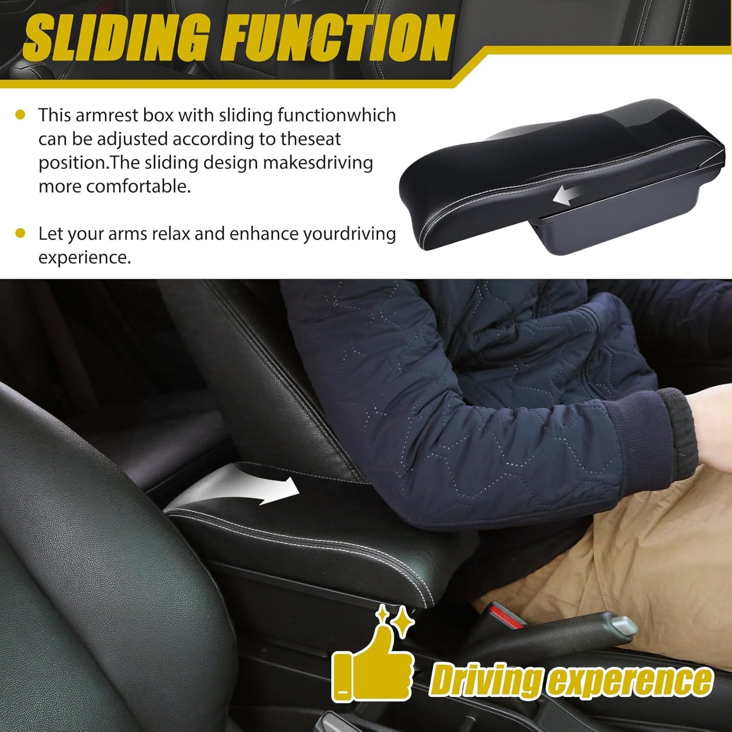 Armsteun Voor Toyota Yaris 2015-2021 Armleuningen Auto Centre Console Interieur Opbergdoos Armsteun Dual Compartimenten Zacht Leer - Maat Black with White