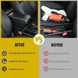 Armsteun Voor Toyota Yaris 2015-2021 Armleuningen Auto Centre Console Interieur Opbergdoos Armsteun Dual Compartimenten Zacht Leer - Maat Black with White