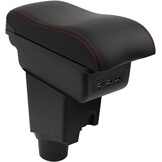 Armsteun Voor Toyota Yaris 2015-2021 Armleuningen Auto Centre Console Interieur Opbergdoos Armsteun Dual Compartimenten Zacht Leer - Maat Black with White