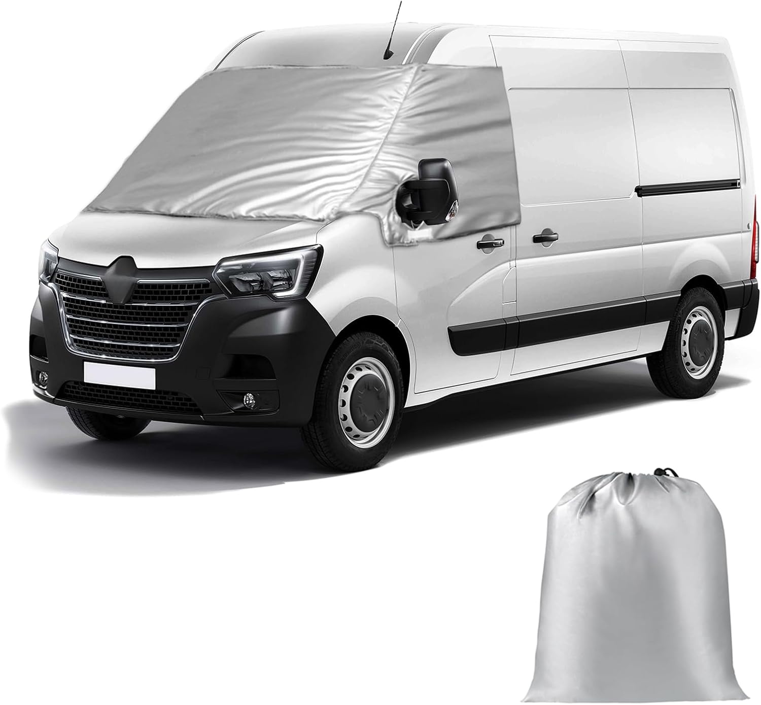 Omslaghoes voor voorruit, vervanging voor Renault Master 2010-2023, vervanging voor Opel Movano 2010-2023, autovoorruitafdekking, vervanging voor Nissan NV400, 600D luxe zonwering