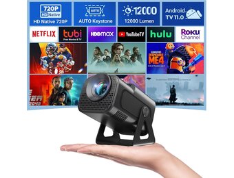 Draagbare mini-beamer XGODY Gimbal5 Mini smart Android 11 HD-projector, ondersteunt 1080p 4K WiFi6 BT, thuisbioscoop, videoprojector met 180° draaibare standaard, autokeystone voor Android, iOS, mat