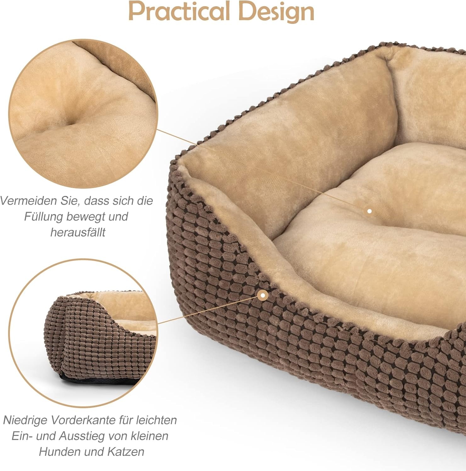 Zacht Hondenbed voor Middelgrote Honden & Katten - Wasbaar - 76x61x23cm