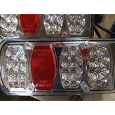2 stuks 13-pins aanhangerverlichting LED 12 V 24 V met 5 m kabel voorbedrade 5-pins bajonetfixes, 7-IN-1, waterdicht, E-Mark Goedgekeurd
