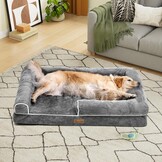 YITAHOME Middelgrote hondenbedbank, afneembare wasbare hoes, huisdierbed met volledig gevulde zijranden, zacht en gezellig, voor grote en extra grote honden, 89 x 63 x 18 cm, grijs (135 x 107 x 22 cm