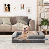 YITAHOME Middelgrote hondenbedbank, afneembare wasbare hoes, huisdierbed met volledig gevulde zijranden, zacht en gezellig, voor grote en extra grote honden, 89 x 63 x 18 cm, grijs (135 x 107 x 22 cm