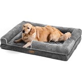 YITAHOME Middelgrote hondenbedbank, afneembare wasbare hoes, huisdierbed met volledig gevulde zijranden, zacht en gezellig, voor grote en extra grote honden, 89 x 63 x 18 cm, grijs (135 x 107 x 22 cm