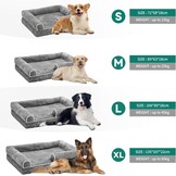 YITAHOME Middelgrote hondenbedbank, afneembare wasbare hoes, huisdierbed met volledig gevulde zijranden, zacht en gezellig, voor grote en extra grote honden, 89 x 63 x 18 cm, grijs (135 x 107 x 22 cm