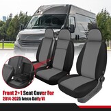 Iveco Daily VI Autostoelhoezen Set 2014-2025 | 2+1 Voorin | Zwart/Donkergrijs | 85% Korting