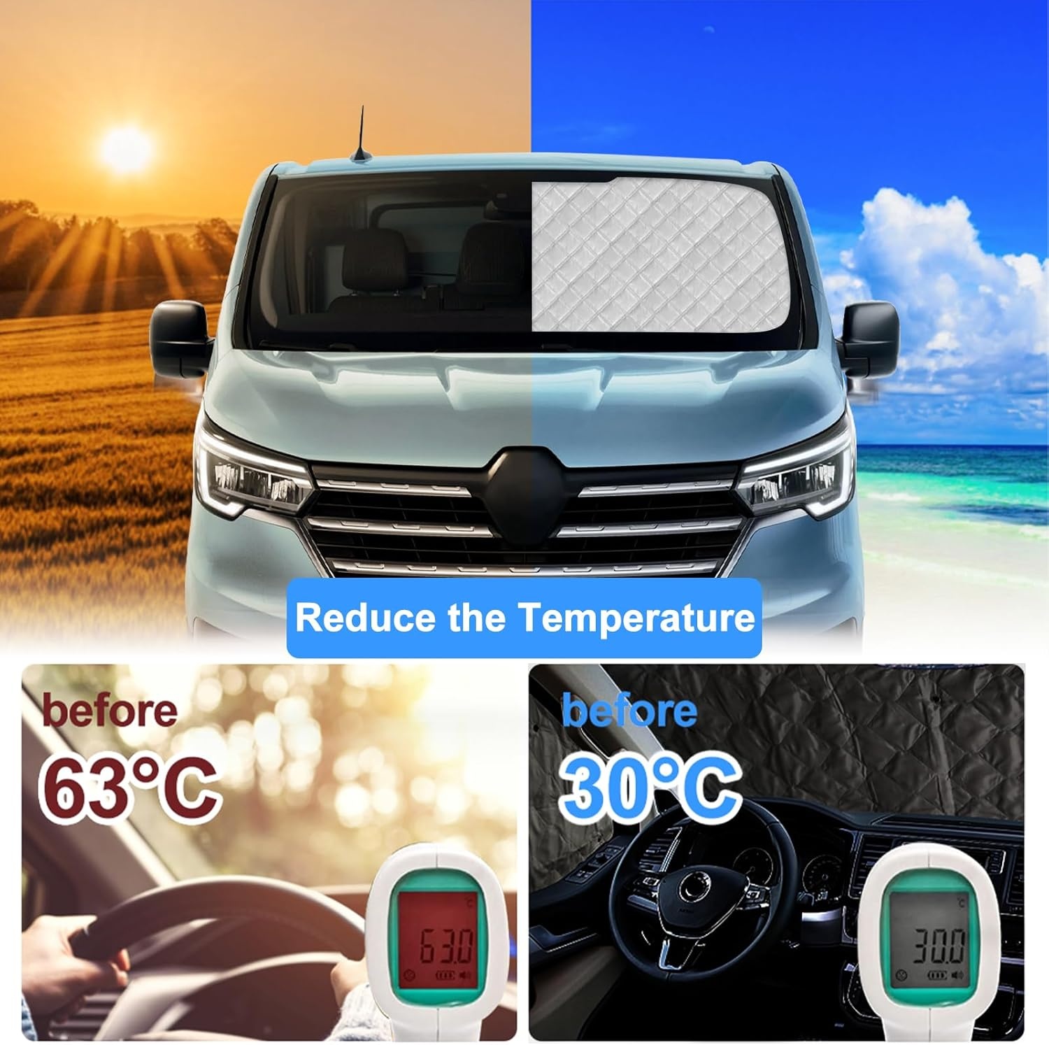8-delig Voorruit Zonnescherm Renault Trafic SWB - 34% Korting!