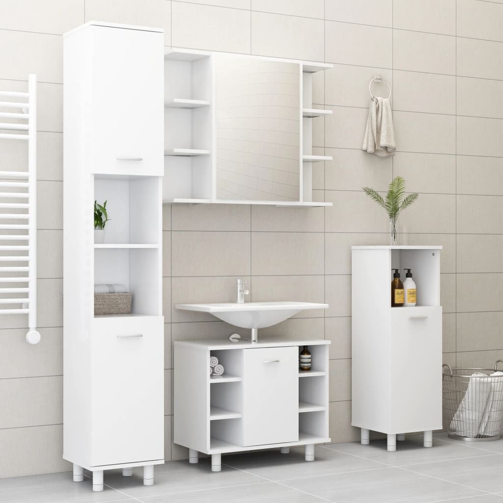 vidaXL Badkamerkast 30x30x179 cm spaanplaat wit