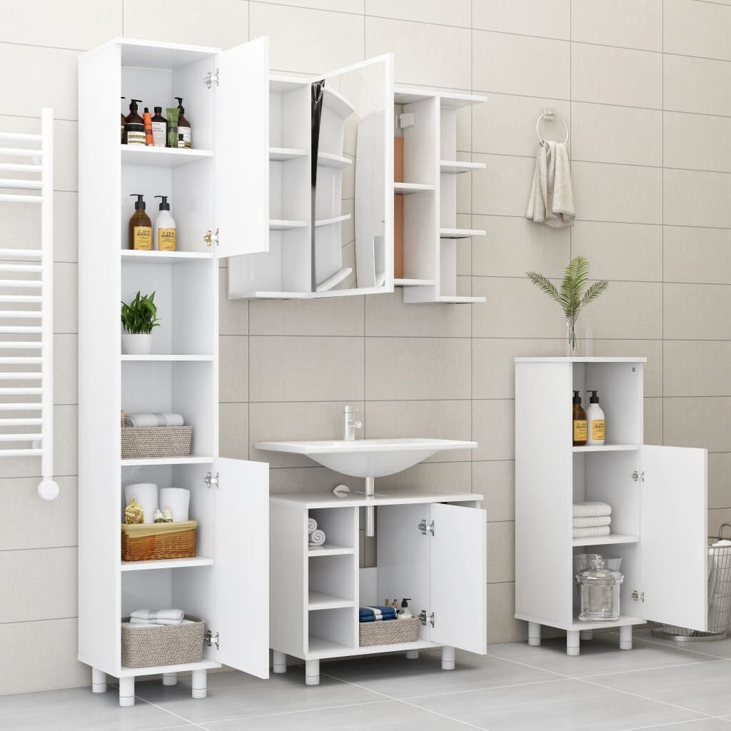 vidaXL Badkamerkast 30x30x179 cm spaanplaat wit