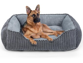 JOEJOY Hondenbed XXL voor grote honden, hondenmand, wasbaar, wollig, zachte pluche hondenbedden, 106 x 80 x 23 cm, hondenmand voor grote honden en katten