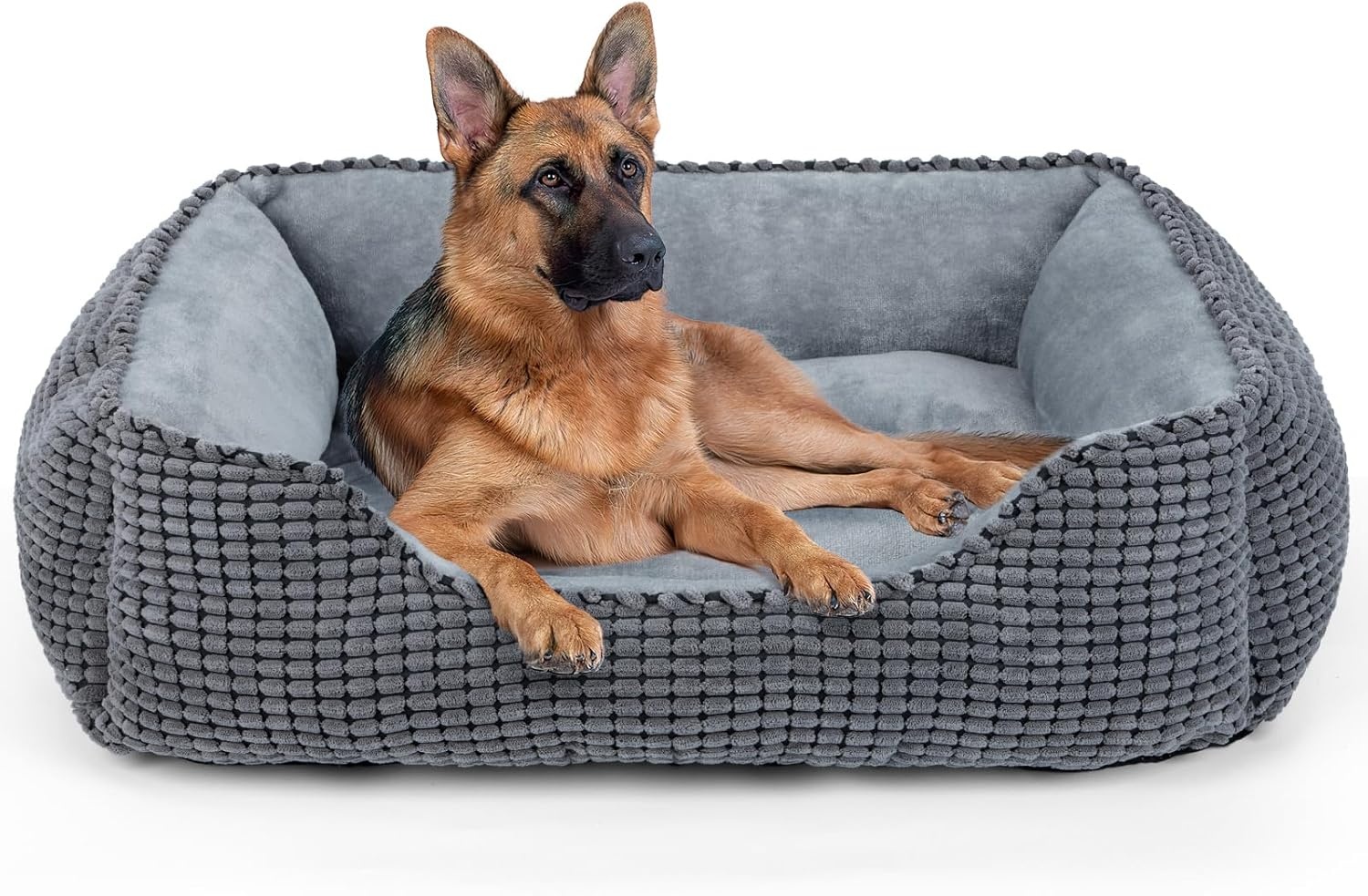JOEJOY Hondenbed XXL voor grote honden, hondenmand, wasbaar, wollig, zachte pluche hondenbedden, 106 x 80 x 23 cm, hondenmand voor grote honden en katten