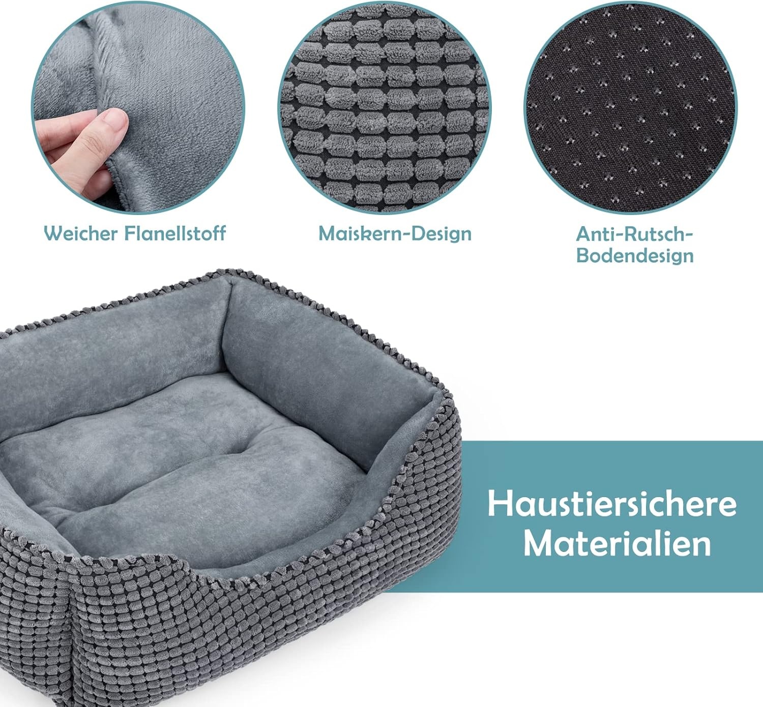 JOEJOY Hondenbed XXL voor grote honden, hondenmand, wasbaar, wollig, zachte pluche hondenbedden, 106 x 80 x 23 cm, hondenmand voor grote honden en katten