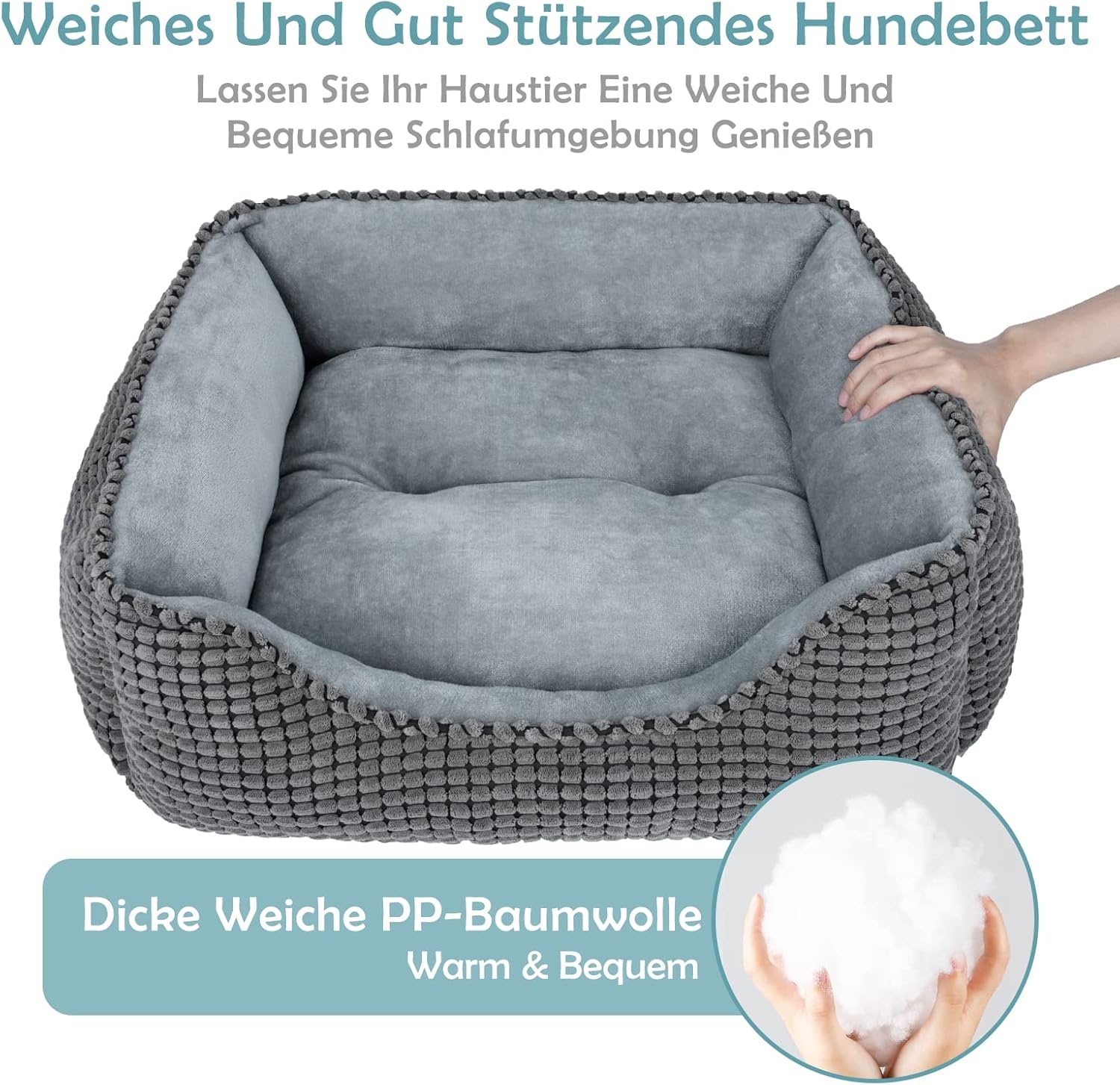 JOEJOY Hondenbed XXL voor grote honden, hondenmand, wasbaar, wollig, zachte pluche hondenbedden, 106 x 80 x 23 cm, hondenmand voor grote honden en katten
