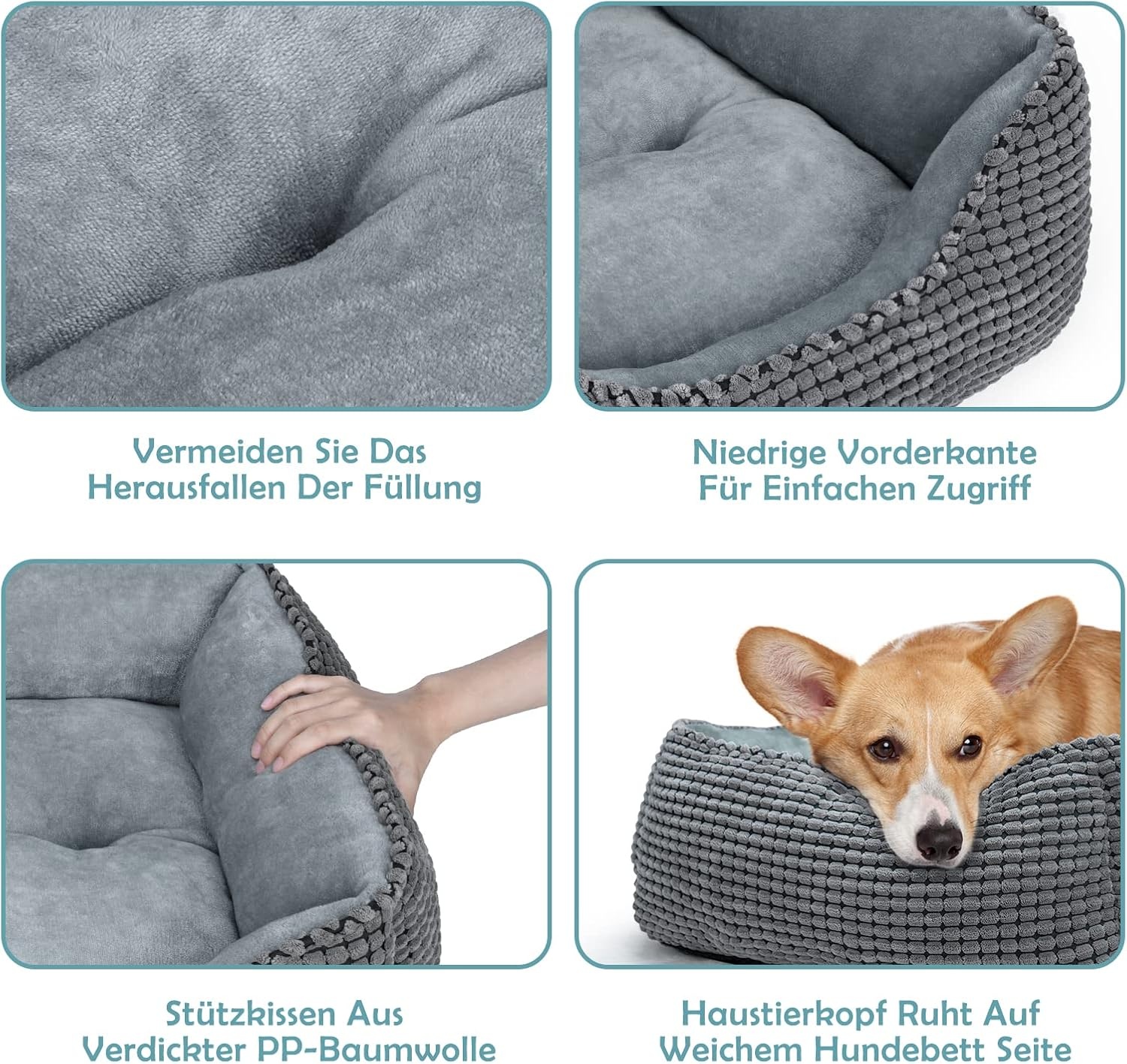 JOEJOY Hondenbed XXL voor grote honden, hondenmand, wasbaar, wollig, zachte pluche hondenbedden, 106 x 80 x 23 cm, hondenmand voor grote honden en katten
