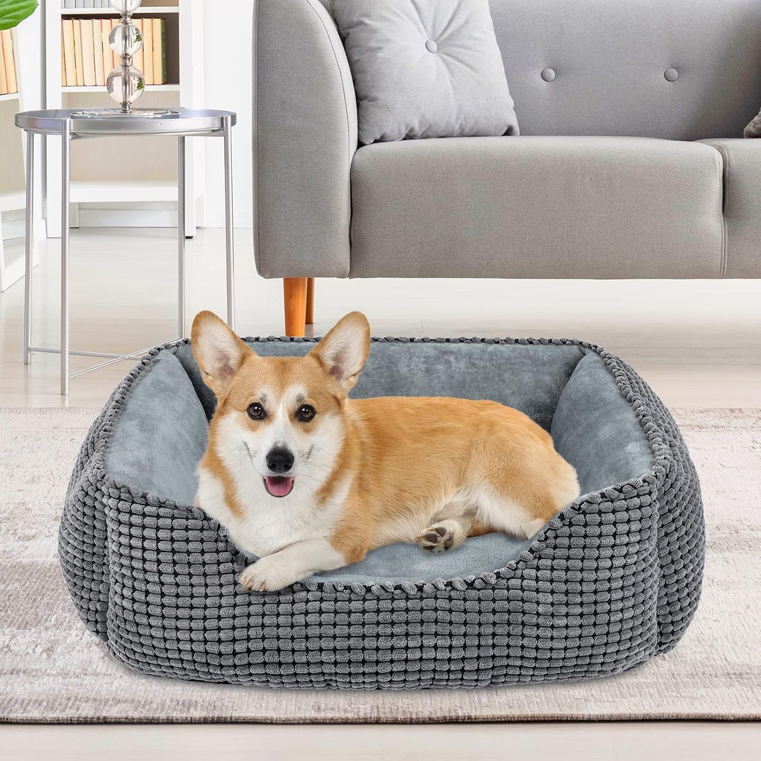 JOEJOY Hondenbed XXL voor grote honden, hondenmand, wasbaar, wollig, zachte pluche hondenbedden, 106 x 80 x 23 cm, hondenmand voor grote honden en katten