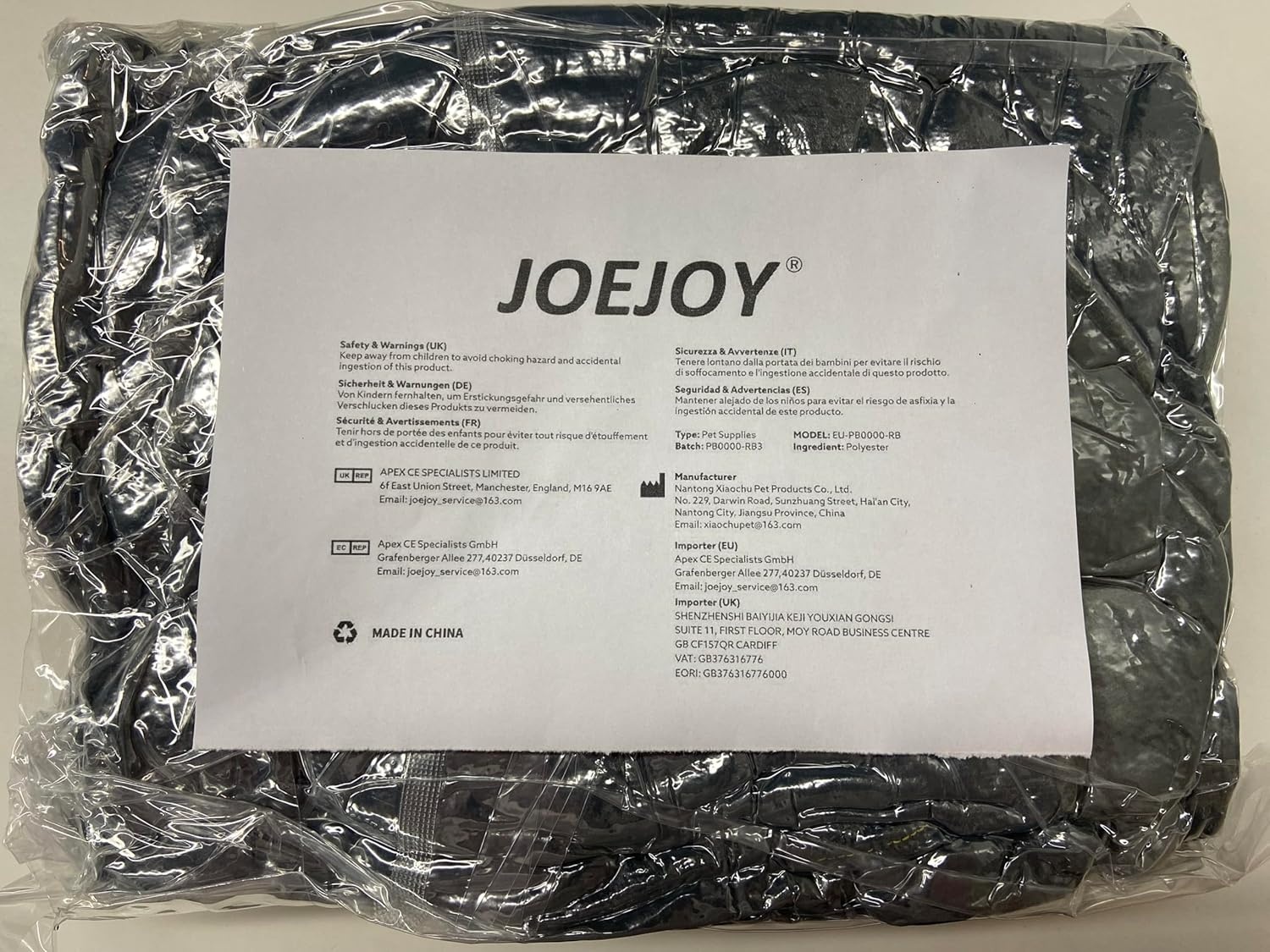 JOEJOY Hondenbed XXL voor grote honden, hondenmand, wasbaar, wollig, zachte pluche hondenbedden, 106 x 80 x 23 cm, hondenmand voor grote honden en katten
