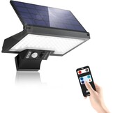 JESLED Zonne-energie Wandlamp met Afstandsbediening, IP65 Weerbestendig, 800LM 6000K Koel Wit Draadloze Lamp, 2600mAh Batterij, 4 Modus, 180° Verstelbaar Paneel voor Tuin, Erf, Pad