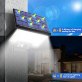 JESLED Zonne-energie Wandlamp met Afstandsbediening, IP65 Weerbestendig, 800LM 6000K Koel Wit Draadloze Lamp, 2600mAh Batterij, 4 Modus, 180° Verstelbaar Paneel voor Tuin, Erf, Pad