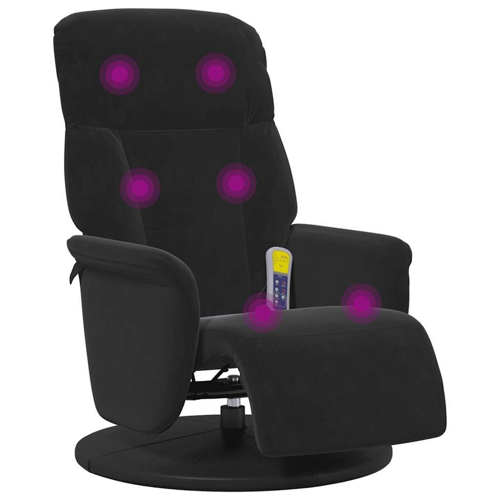 vidaXL Massagestoel verstelbaar met voetensteun fluweel zwart