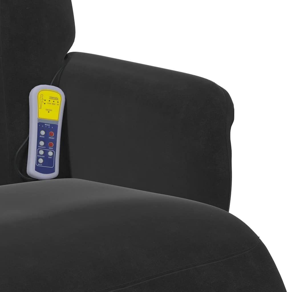 vidaXL Massagestoel verstelbaar met voetensteun fluweel zwart