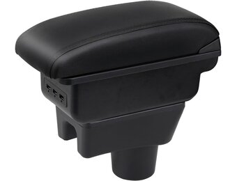 Auto Armsteun Voor Mirage Attrage Space Star 2014-2018 Dubbellaags Console Center Grote Opbergdoos met 3 Usb-poort Opladen Zwart Stiksels