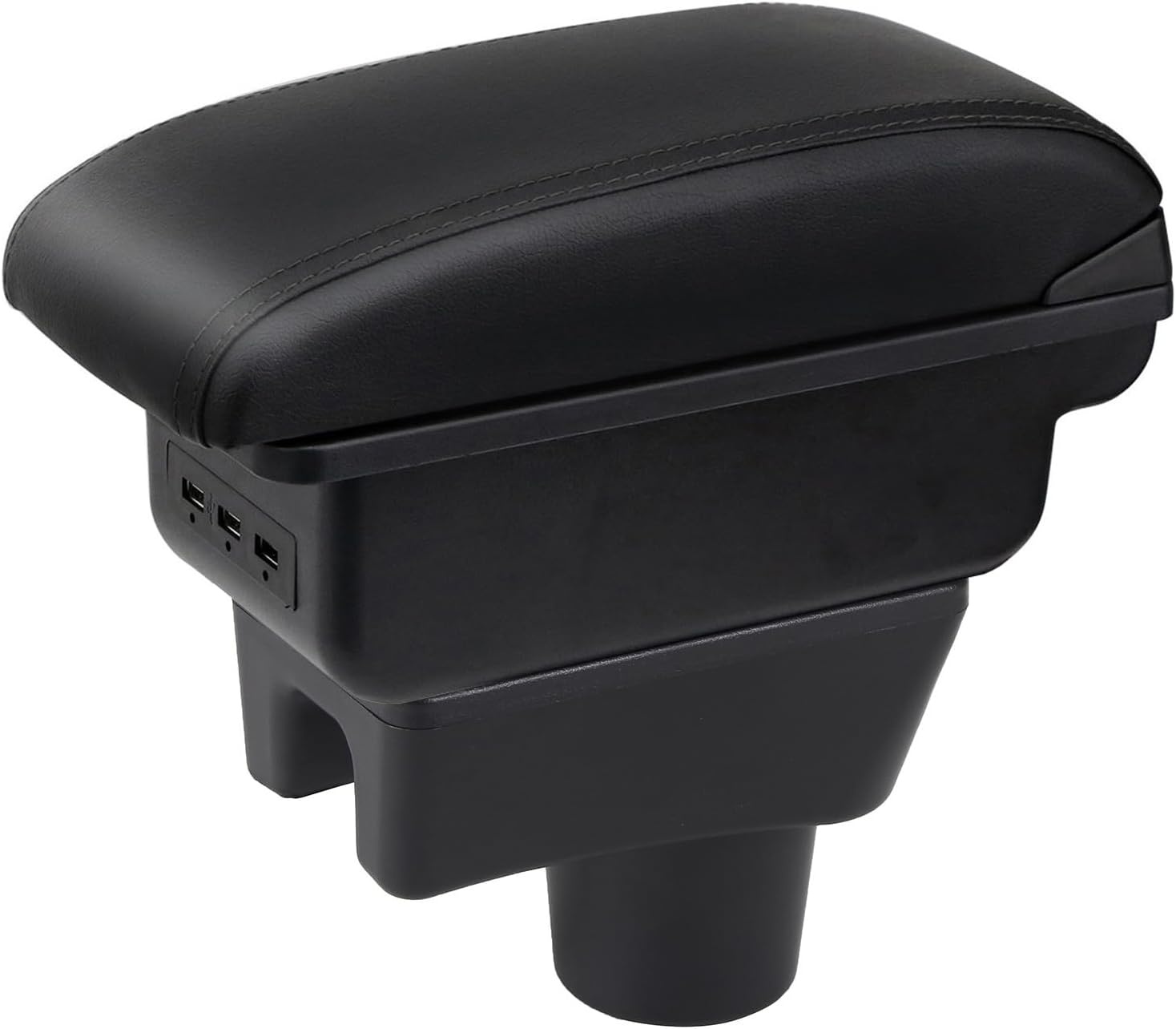 Auto Armsteun Voor Mirage Attrage Space Star 2014-2018 Dubbellaags Console Center Grote Opbergdoos met 3 Usb-poort Opladen Zwart Stiksels