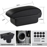 Auto Armsteun Voor Mirage Attrage Space Star 2014-2018 Dubbellaags Console Center Grote Opbergdoos met 3 Usb-poort Opladen Zwart Stiksels