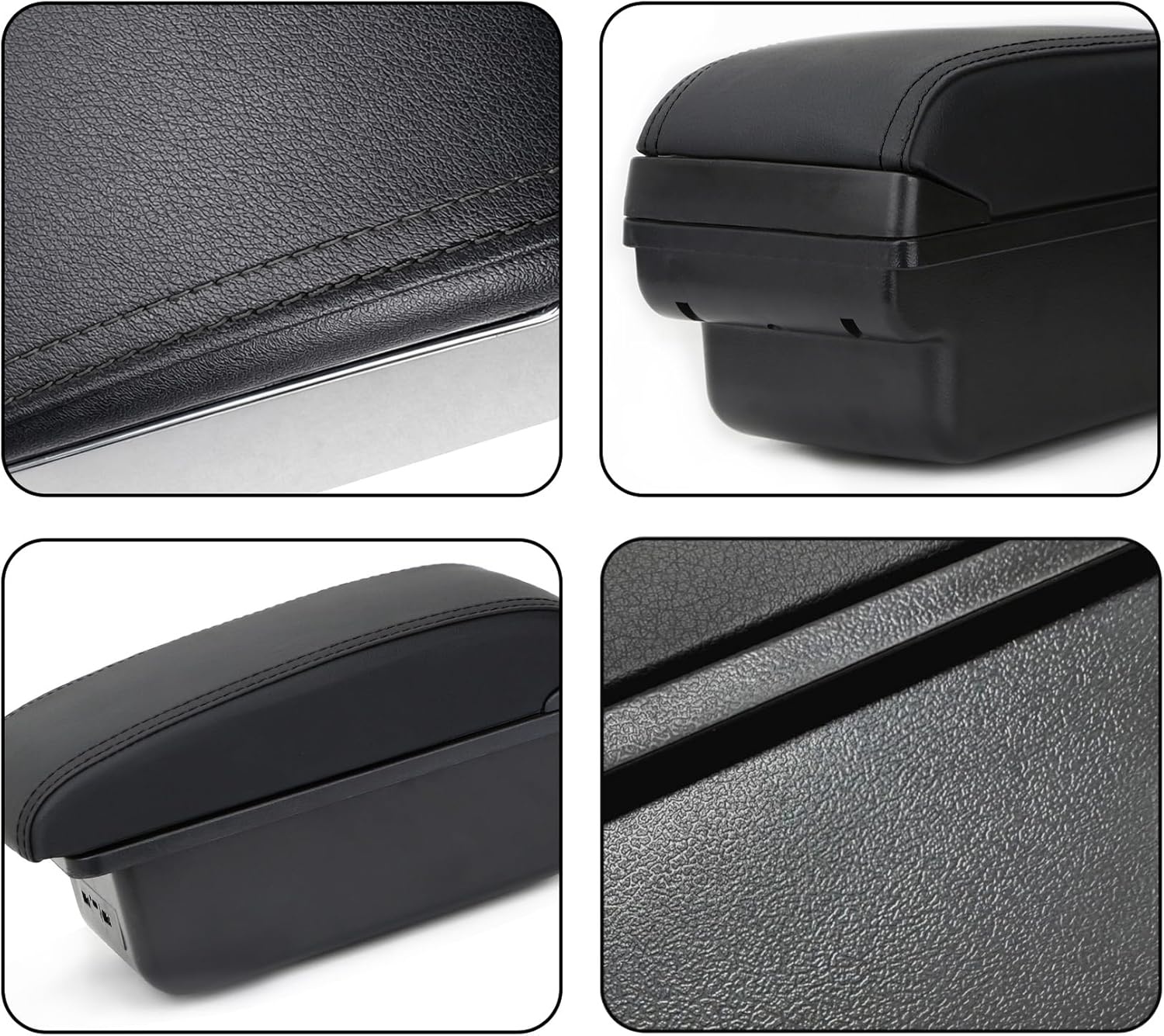 Auto Armsteun Voor Mirage Attrage Space Star 2014-2018 Dubbellaags Console Center Grote Opbergdoos met 3 Usb-poort Opladen Zwart Stiksels