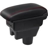 Auto Armsteun Voor Mirage Attrage Space Star 2014-2018 Dubbellaags Console Center Grote Opbergdoos met 3 Usb-poort Opladen Zwart Stiksels