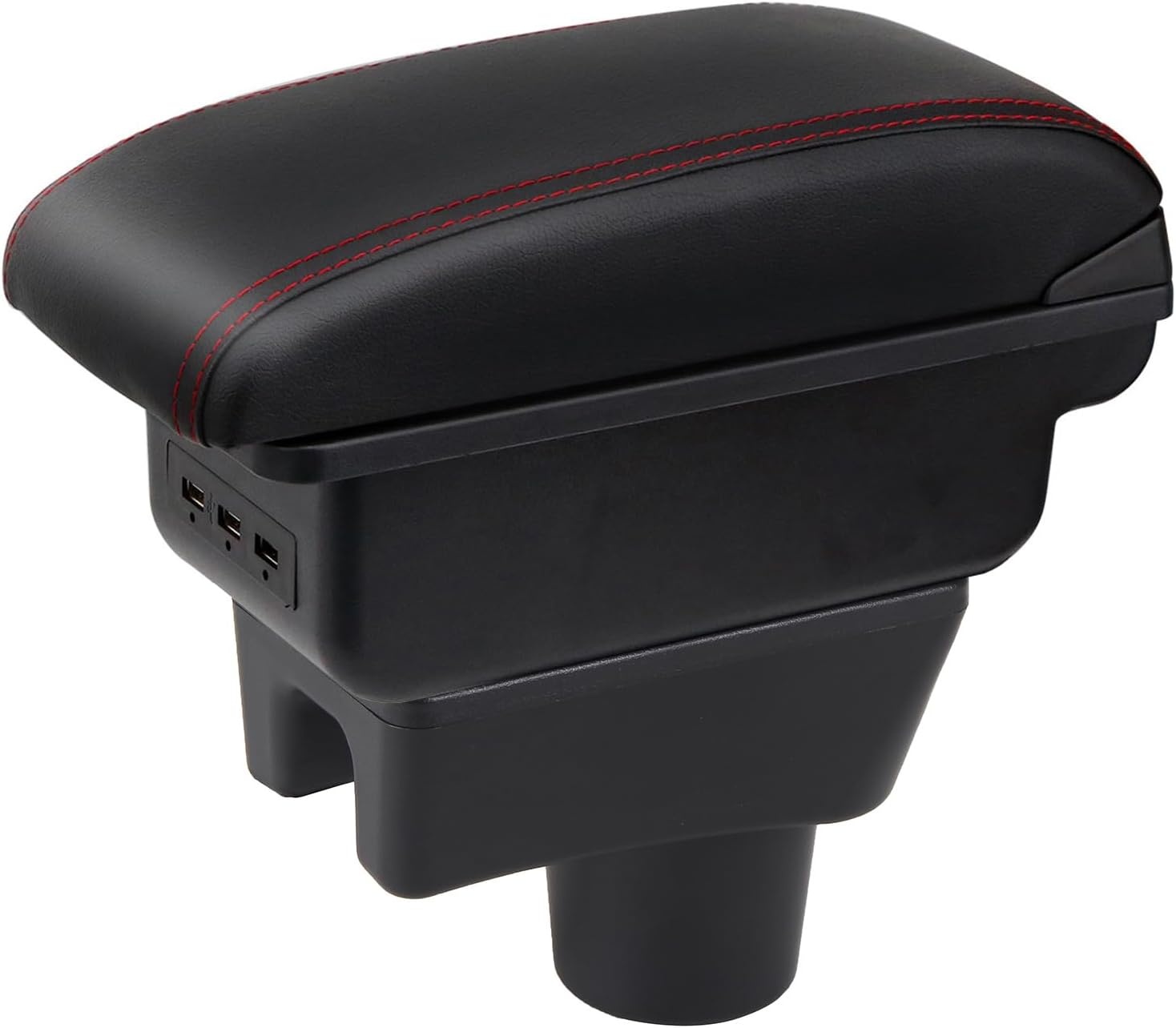 Auto Armsteun Voor Mirage Attrage Space Star 2014-2018 Dubbellaags Console Center Grote Opbergdoos met 3 Usb-poort Opladen Zwart Stiksels