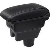 Auto Armsteun Voor Mirage Attrage Space Star 2014-2018 Dubbellaags Console Center Grote Opbergdoos met 3 Usb-poort Opladen Zwart Stiksels