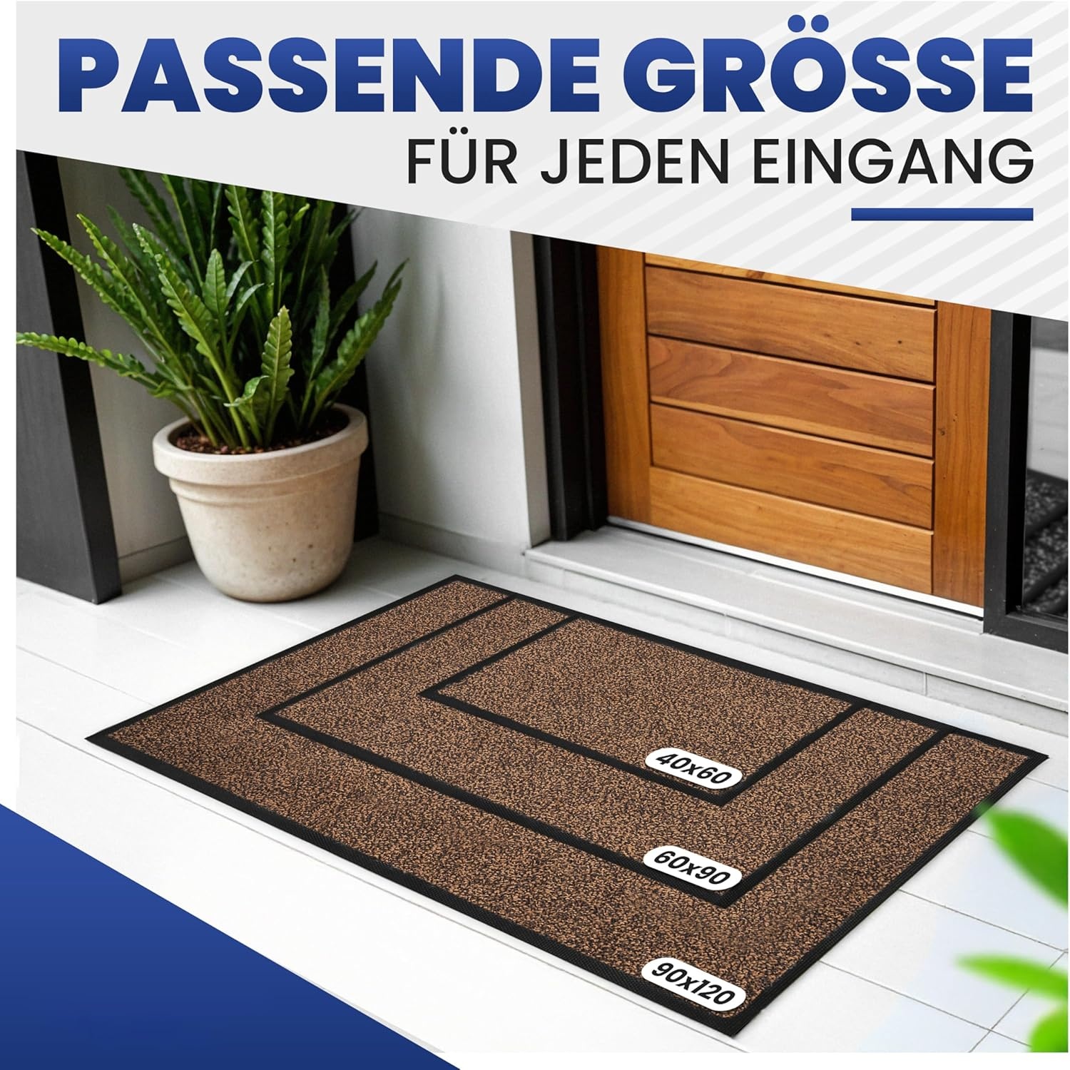 Mibao Binnendeurmat Buitendeurmat 61 x 91 cm Zwart Bruin - Extra Dikke Antislip Entree Mat