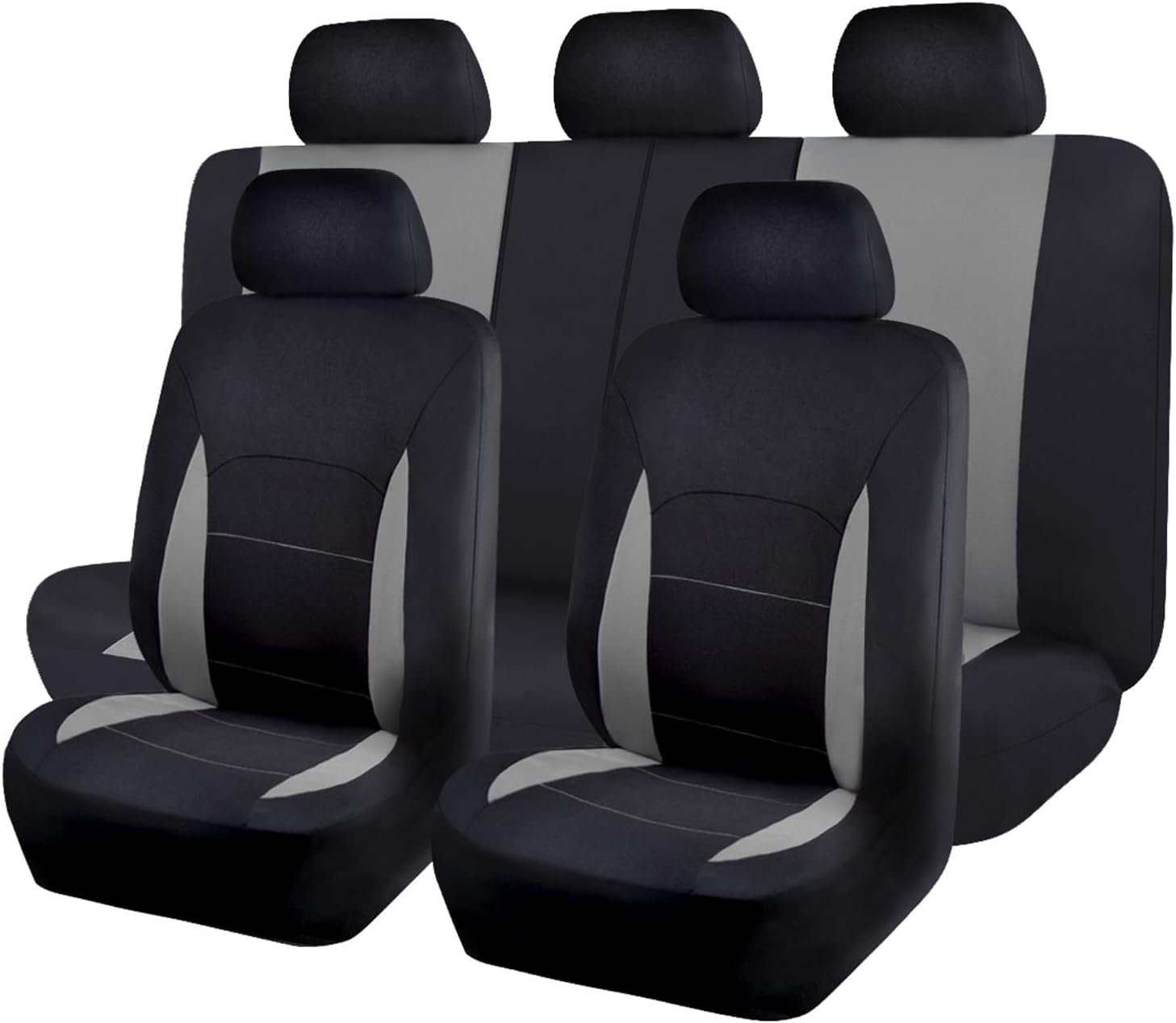 Flying Banner Autostoelhoezen, platte stoffen universele pasvorm, volledige set compatibel met airbag, zwart en grijs