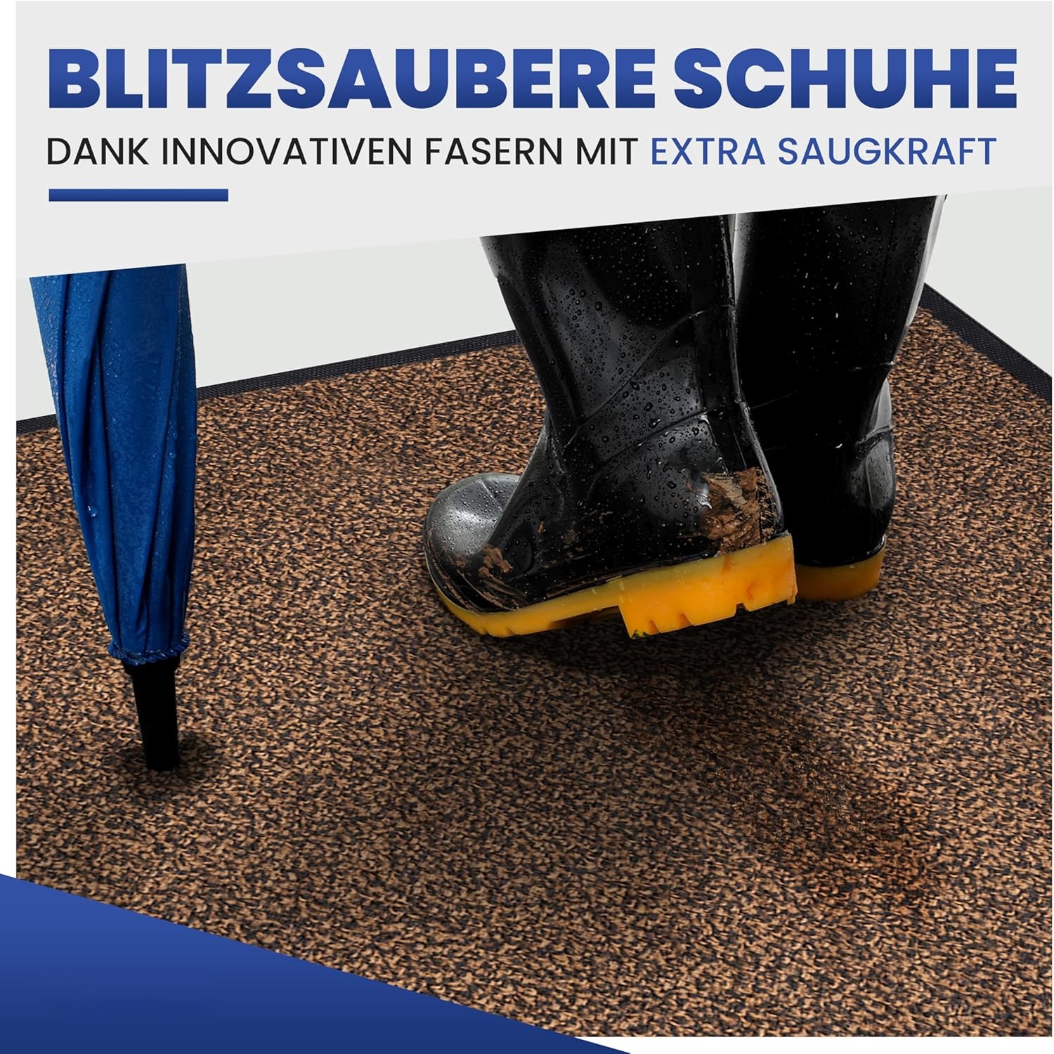 Mibao Binnendeurmat Buitendeurmat 61 x 91 cm Zwart Bruin - Extra Dikke Antislip Entree Mat