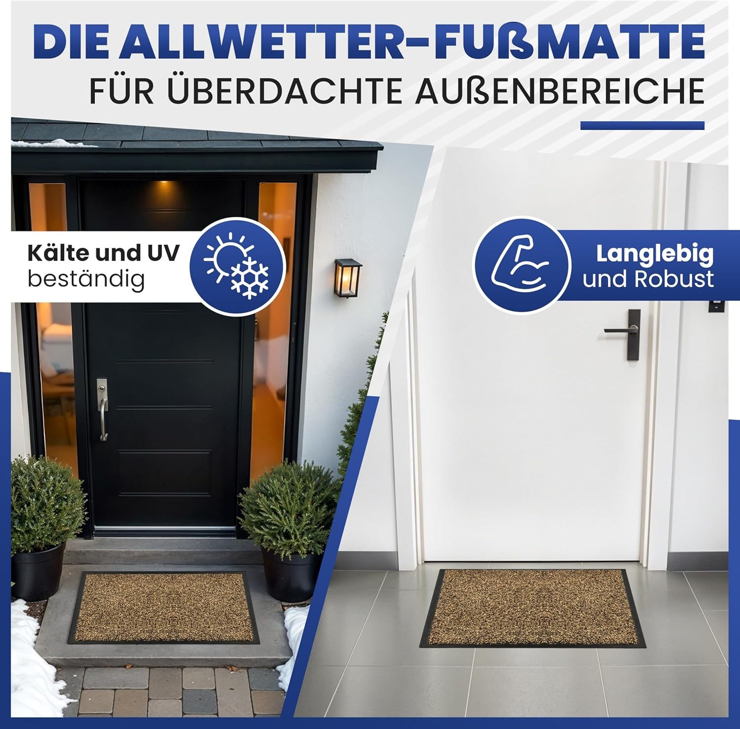 Mibao Binnendeurmat Buitendeurmat 61 x 91 cm Zwart Bruin - Extra Dikke Antislip Entree Mat