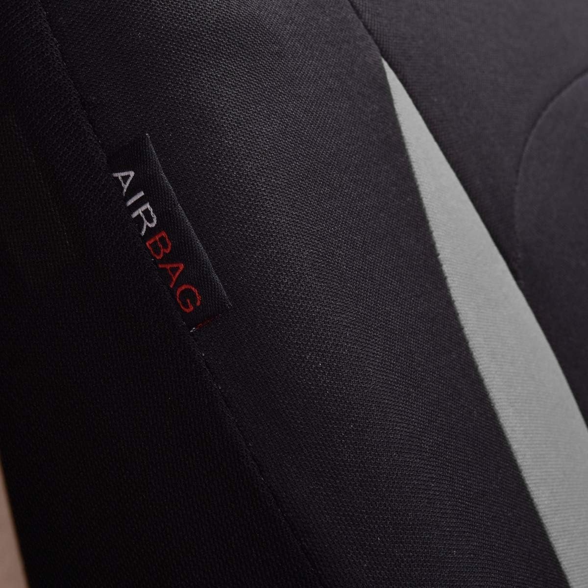 Flying Banner Autostoelhoezen, platte stoffen universele pasvorm, volledige set compatibel met airbag, zwart en grijs