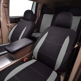 Flying Banner Autostoelhoezen, platte stoffen universele pasvorm, volledige set compatibel met airbag, zwart en grijs